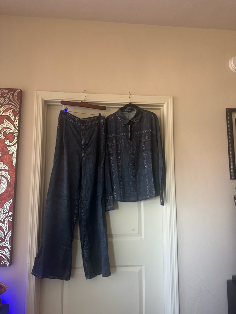Fashion Nova “Denim Look” Two‑Piece Set – Size L (NWT)